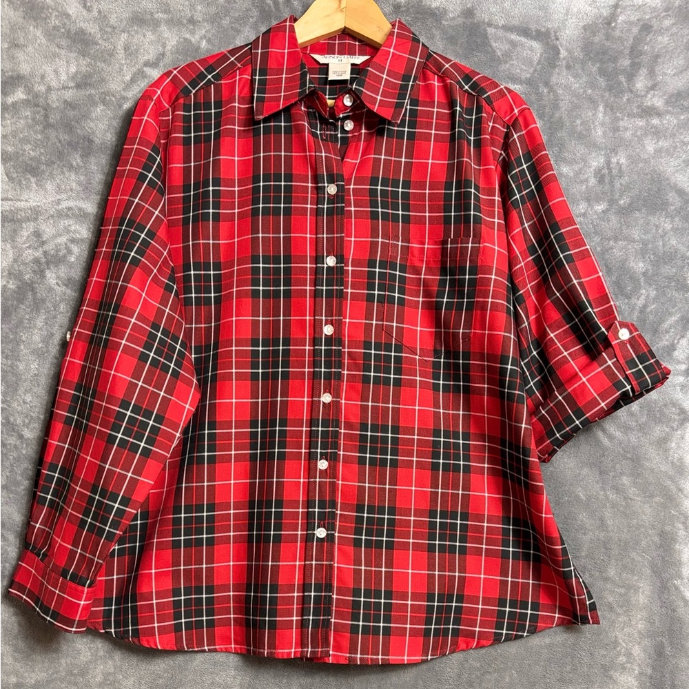 Allison Daley Red and Green Plaid Men's Shirt